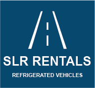 SLR Rentals logo with text of SLR RENTALS REFRIGERATED VEHICLES